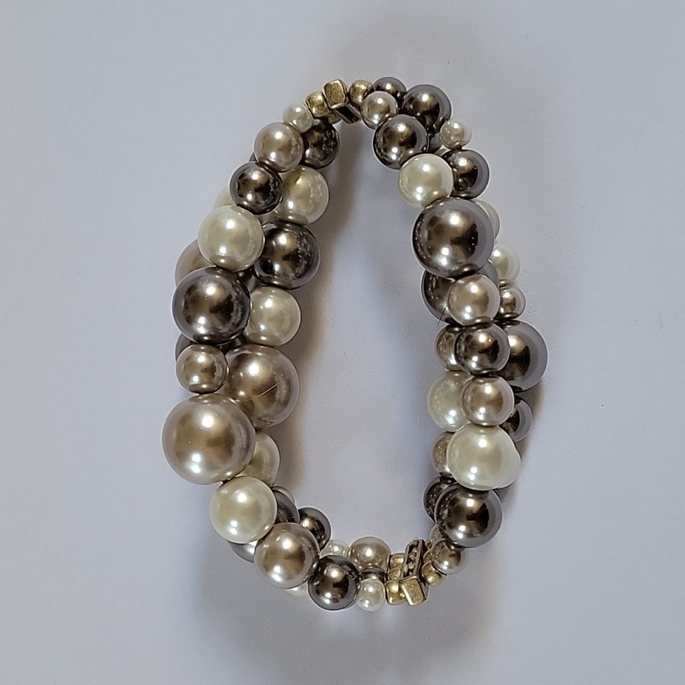 Lia Sophia triple band faux pearl bracelet